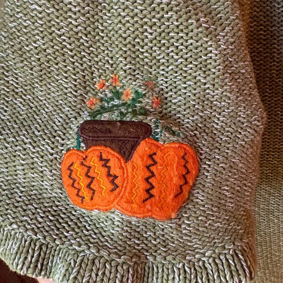 Liz & Me Fall Sweater Autumn Sunflowers Pumpkins Apples Scarecrows Size 1X - Picture 6 of 11